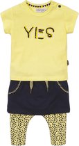 Dirkje - Girls 3 pce babysuit skirt Navy + yellow - maat 68