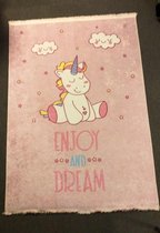 Eénhoorn kleed - vloerkleed- speelkleed roze 130 x 190 enjoy and dream