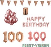 100 jaar Verjaardag Versiering Pakket Rosé Goud