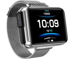 Belesy® TITAN - Smartwatch Dames - Smartwatch Heren - Horloge - Muziek luisteren - IN EAR’s - Stappenteller - 1.3 inch - Kleurenscherm - Full Touch - Milanees - Staal - Zilver - Moederdag