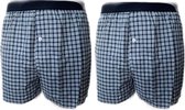 Embrator 2-stuks mannen Boxershort geruit lichtblauw/donkerblauw L