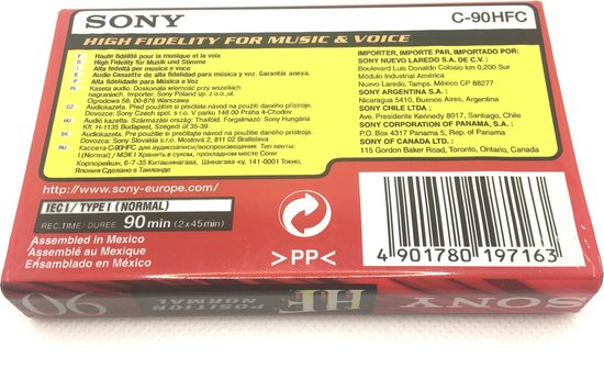 Audio Cassette Tape SONY HF 90 / Uiterst geschikt voor alle opnamedoeleinden / Sealed Blanco Cassettebandje / Cassettedeck / Walkman / Sony cassettebandje.