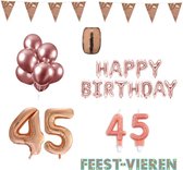 45 jaar Verjaardag Versiering Pakket Rosé Goud