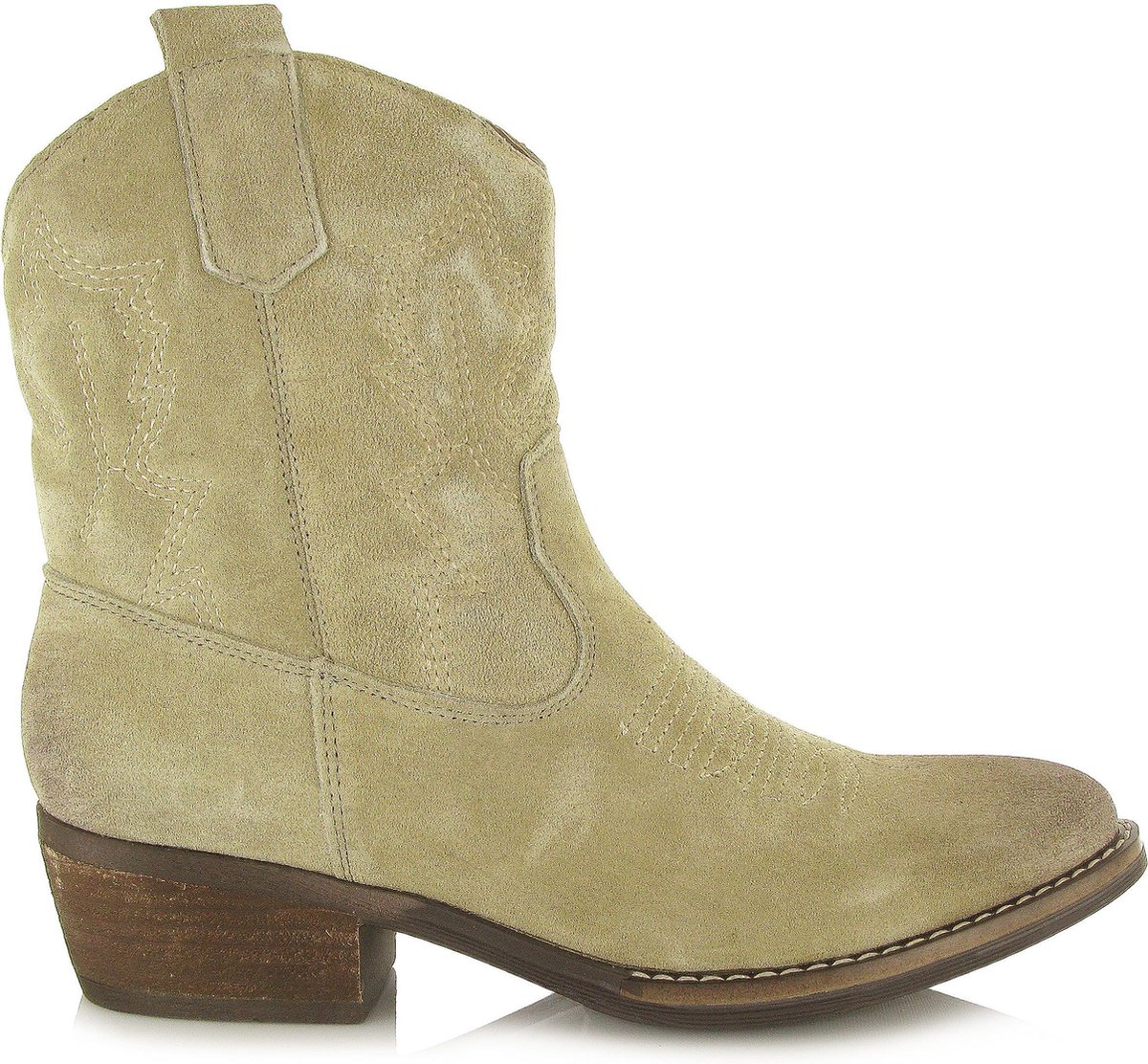 PS Poelman Bila Dames Leren Suéde Cowboy Western Enkellaarzen - Bruin Beige  Taupe - | bol.com