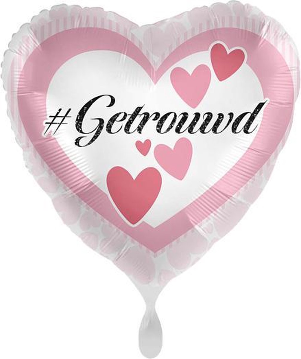 Folieballon hart - #Getrouwd - 43cm - Voor huwelijk