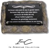 Marmer Gedenksteen Laatste Groet Herinner Mij - Memoriam - Overleden - Spiegelplaatje - Voor Binnen En Buiten - Spiegel Tekst Herinner Mij ....