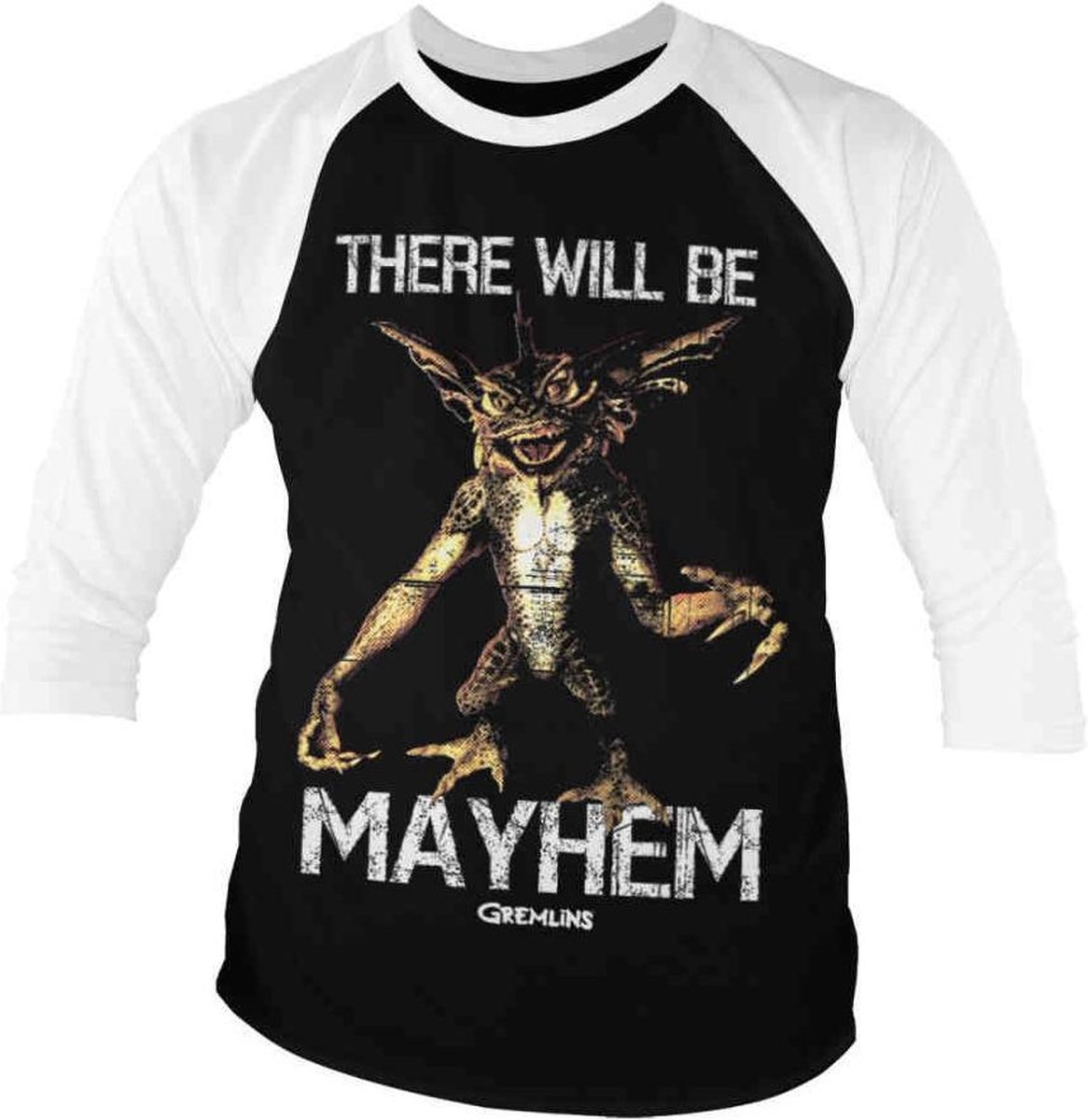 Gremlins Raglan top -M- There Will Be Mayhem Zwart/Wit