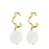 Goudkleurige bijoux oorbellen met parel