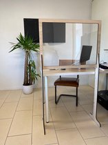 Luxe Spatscherm staand houten frame| Preventiescherm | Baliescherm | Spatscherm | COVID-19 Scherm | Corona scherm | Bureauscherm | Kassascherm | Plexiglas | 140x80cm | Hout Frame | Populieren