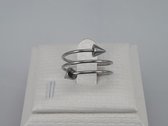 Prachtige elegant ring van edelstaal, deze ring is met dubbel draad en veerbare en aan beide eind met punt verwerkt, in maat 17