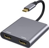 DrPhone PD9 USB C naar Dubbele HDMI-adapter - 4K@ 30HZ - 2 in 1 USB-C HDMI HUB - Grijs