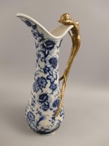 Schenkkan - vaas - Zeemeermin en Delftsblauw - Porselein/Messing - 25 cm hoog