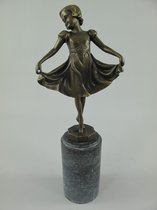 Bronzen beeld - Danseres - Meisje sculptuur - 32 cm hoog
