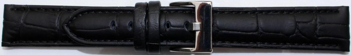Horlogeband DILOY suprior zwart gevuld croco 30 mm