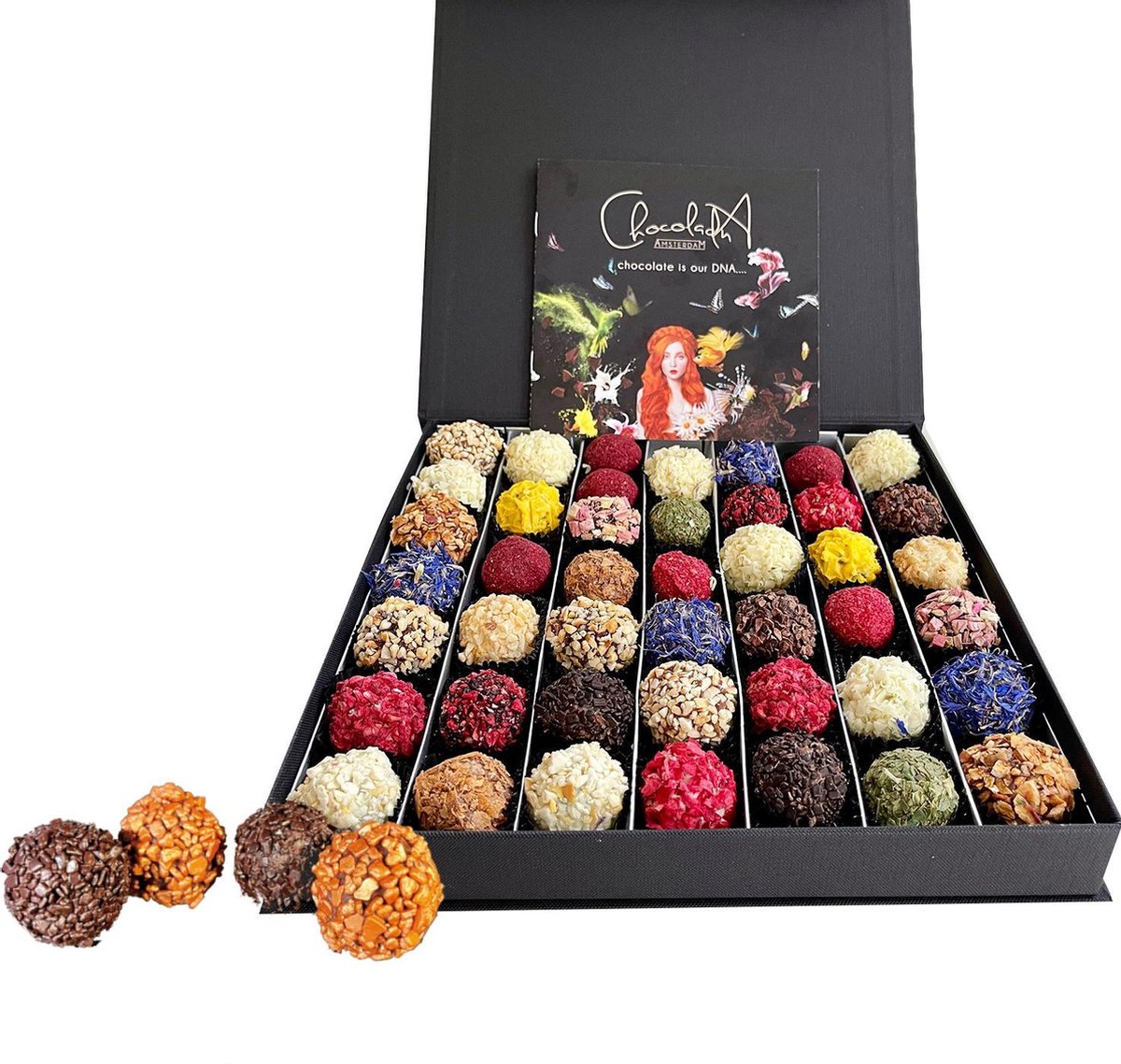 ChocolaDNA handgemaakte chocolade bonbons truffels in luxe cadeau-verpakking - 36 stuks - Chocoladna