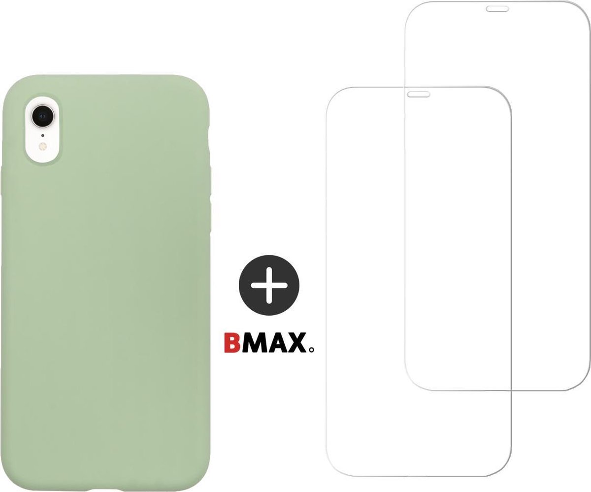 BMAX Telefoonhoesje geschikt voor iPhone 11 Pro - Siliconen hardcase hoesje mintgroen - Met 2 screenprotectors