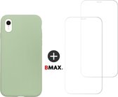 BMAX Telefoonhoesje voor iPhone 11 Pro - Siliconen hardcase hoesje mintgroen - Met 2 screenprotectors