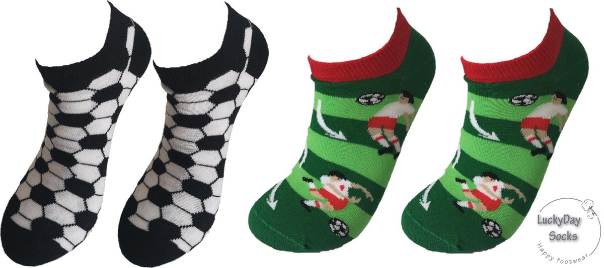 Verjaardag cadeau - Voetbal Sokken - Sneaker sokken - Mismatch - Sneaker - Leuke sokken - Vrolijke sokken - Luckyday Socks - Sokken met tekst - Aparte Sokken - Sokken waar je vrolijk van wordt