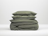 100% katoen-satijnen 2-Persoonsdekbedovertrek 2240x220 cm +2 kussenslopen- Army Green