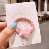 Handgemaakte Premium Haarelastiekjes voor Meisjes - Zonder Metaal - Met Ster - Roze met Wit - Cadeau idee - 1 stuk