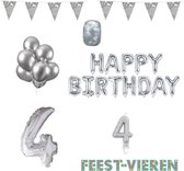 4 jaar Verjaardag Versiering Pakket Zilver