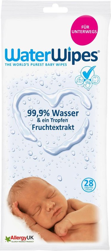 WaterWipes Vochtige doekjes voor pasgeborenen - 99,9% water en een druppel fruitextract - 28 st