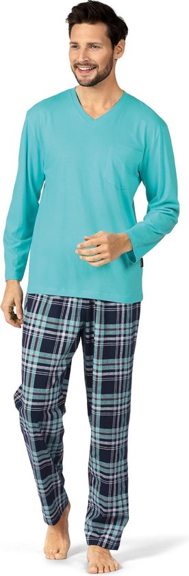 Heren Pyjama Lange Mouw 'Roger'- Donker blauw - maat 56 | bol.com