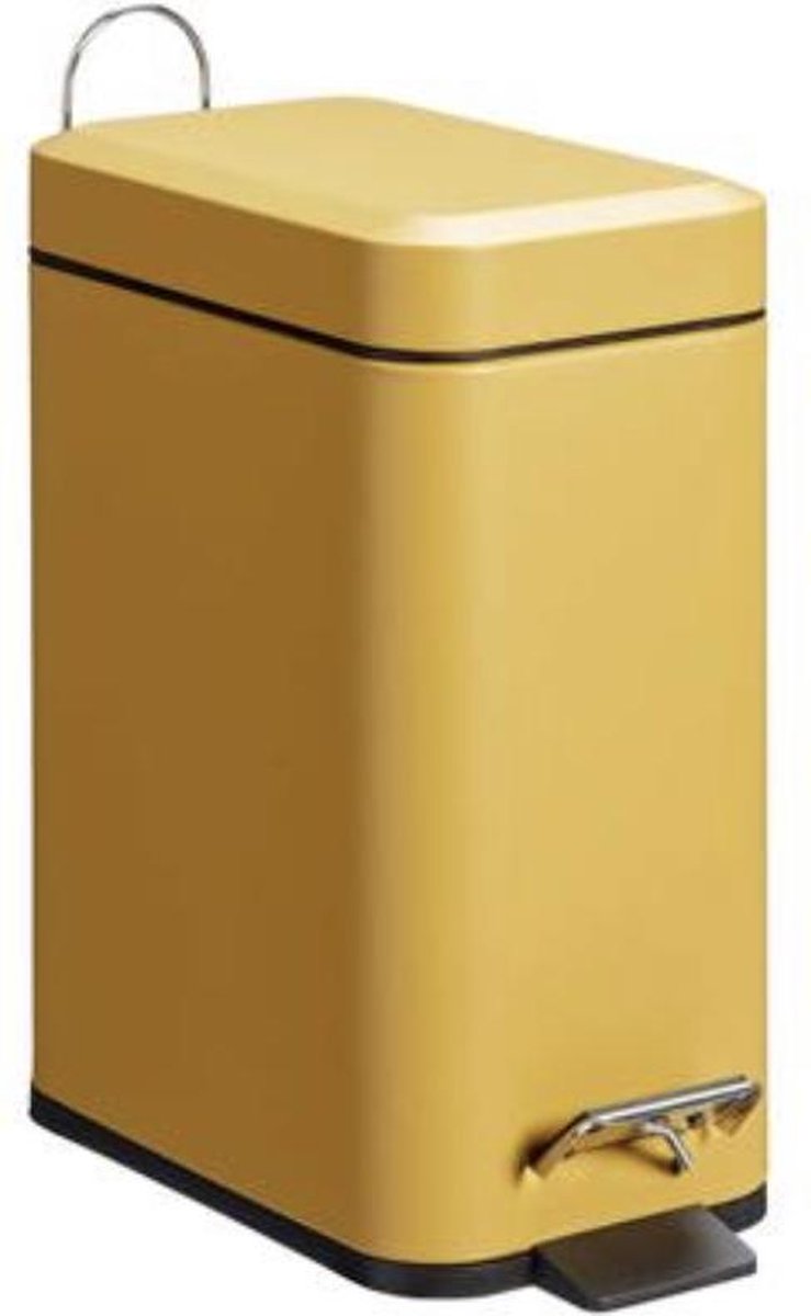 Dicht mosterd Regulatie Luxe pedaalemmer - rechthoek - oker geel - prullenbak - 5 L - 5 liter -  badkamer -... | bol.com