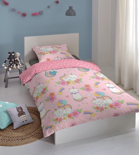 Good Morning Dekbedovertrek - Rose Flanel - Unicorn - B 140 x L 200 cm van Good Morning — afbeelding 2