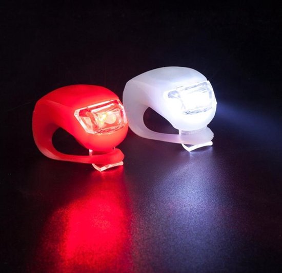 Fietslampjes | Wit en Rood | 4 Stuks | LED | Inclusief batterij - Merkloos