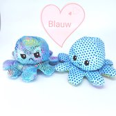 Mood octopus, knuffel in Rainbow glinsterde kleur Blauw met blauw stippels, dubbelzijdig Flip Pop octopus dat je gevoelens kan tonen of je blij of boos ben. verkrijgbaar in 4 kleur.