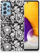 Telefoon Hoesje Geschikt voor Samsung Galaxy A72 Mobiel Case Zwart Bloemen