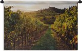 Wandkleed Toscaanse landschappen - Zonsondergang over de wijngaarden in het Italiaanse Toscane Wandkleed katoen 120x80 cm - Wandtapijt met foto