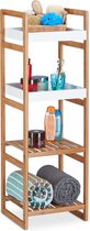 support de salle de bain relaxdays avec 4 compartiments - support de cuisine ouvert - bois de bambou - support autoportant - haut