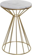 Bijzettafel rond metaal/marmer goud/wit 40 x 62 cm - Home Deco meubels en tafels