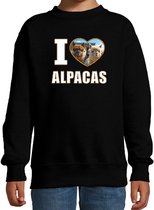 I love alpacas sweater met dieren foto van een alpaca zwart voor kinderen - cadeau trui alpacas liefhebber - kinderkleding / kleding 9-11 jaar (134/146)