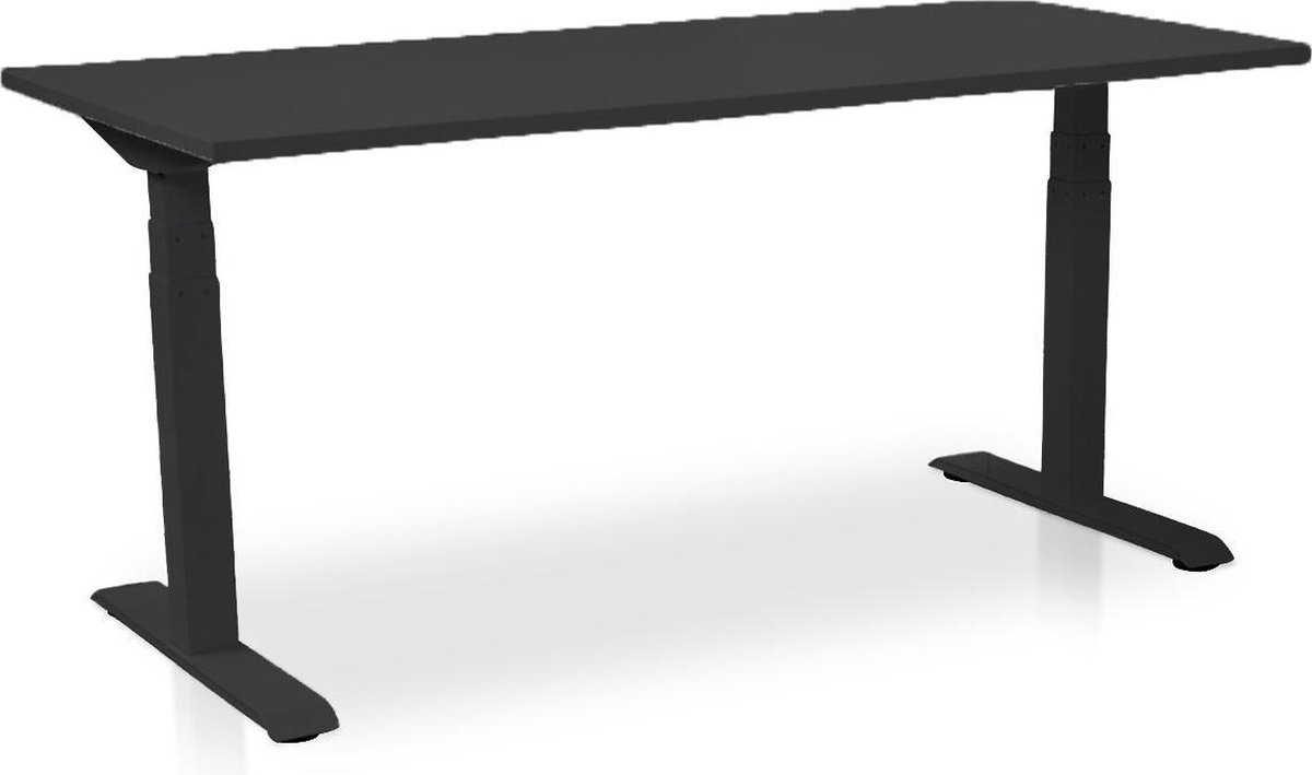 Lineaflex MRC Zit-sta bureau elektrisch verstelbaar - MRC PRO-L NEN-EN 527 | 180 x 80 cm | frame zwart - blad zwart eiken - met kabelmanagement | memory functie met 4 standen | 150kg draagvermogen Zwart frame