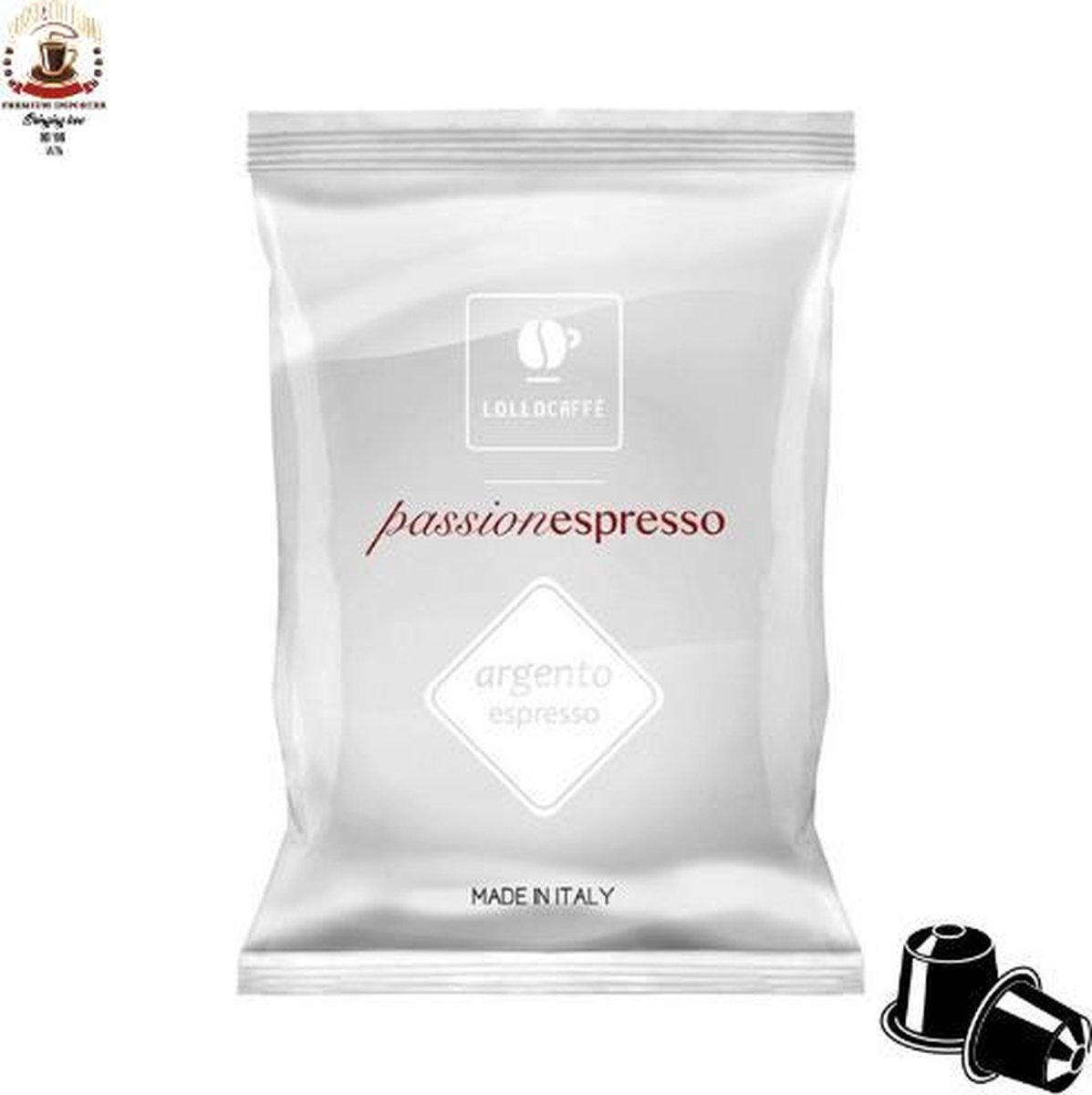 Lollo Caffè - Italiaanse espresso ARGENTO, 100 koffie capsules geschikt voor nespresso - Topkwaliteit espresso Koffie - Made in Italy - Voor Nespresso Inissia, Citiz, Essenza, Pixie, Creatista ...