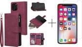 Luxe Telefoonhoesje voor Apple iPhone 12 Mini | Hoogwaardig Leren Bookcase | Portemonnee | Rits | Rood + 1x screenprotector