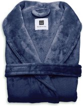 Heerlijk Zachte Unisex Fleece Badjas Lang Model Navy Blauw | S | Comfortabel En Luxe | Met Ceintuur, Zakken En Kraag