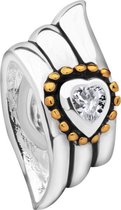 Quiges - 925 - Zilveren - Bedels -Sterling zilver - Beads - Spiraal Multi Patroon met Zirkonia Hart Kraal Charm - Geschikt – voor - alle bekende merken - Armband Z390
