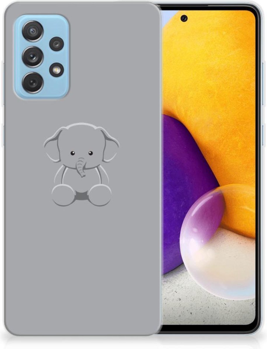 Samsung Galaxy A72 Telefoonhoesje met Naam Grijs Baby Olifant