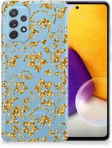 Telefoonhoesje Geschikt voor Samsung Galaxy A72 Back Cover Siliconen Hoesje Gouden Bloemen
