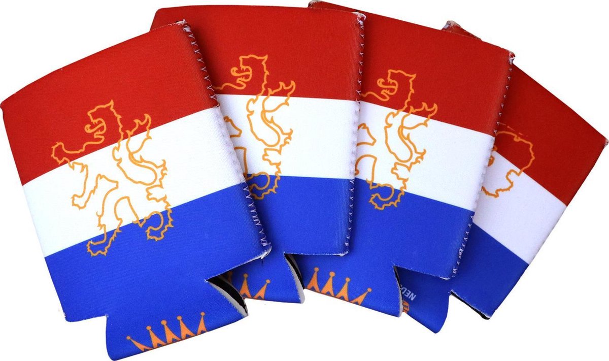 Dinilu - 4 x Blikjeskoelers Nederlandse Vlag voor 33cl Blikjes