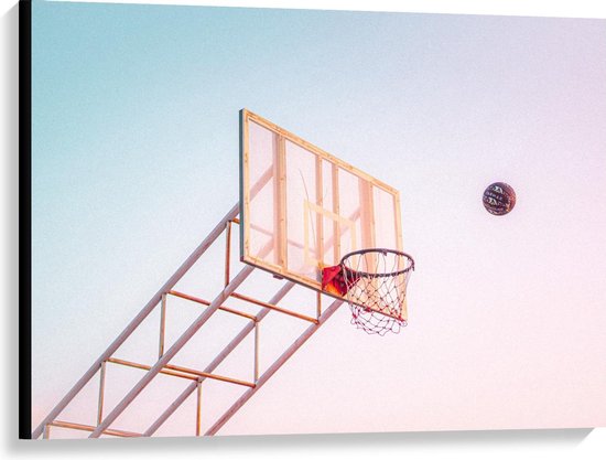 Canvas  - Scorend Punt Basketbal - 100x75cm Foto op Canvas Schilderij (Wanddecoratie op Canvas)