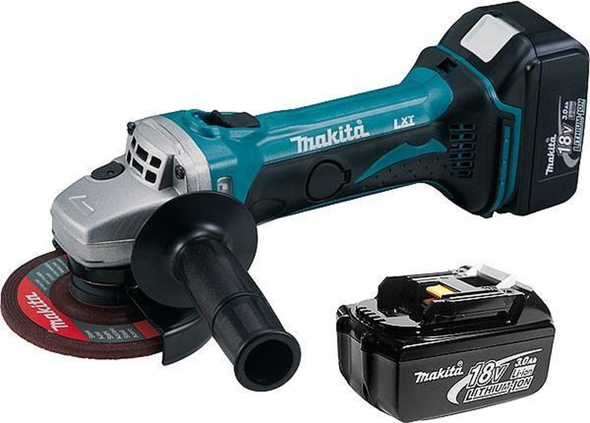 Makita BGA452RFJ 18V Li-Ion accu haakse slijper set (2x 3.0Ah accu) in Mbox - 115mm