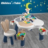 Schattige extra grote bouwtafelset voor Kleine & Grote Lego bouwstenen - Stevige & Stabiele + 2 Bunny stoelen + 4 Opbergdozen - Speeltafel Kinderen, Constructie Tabel, Speelgoed Opbergruimte 