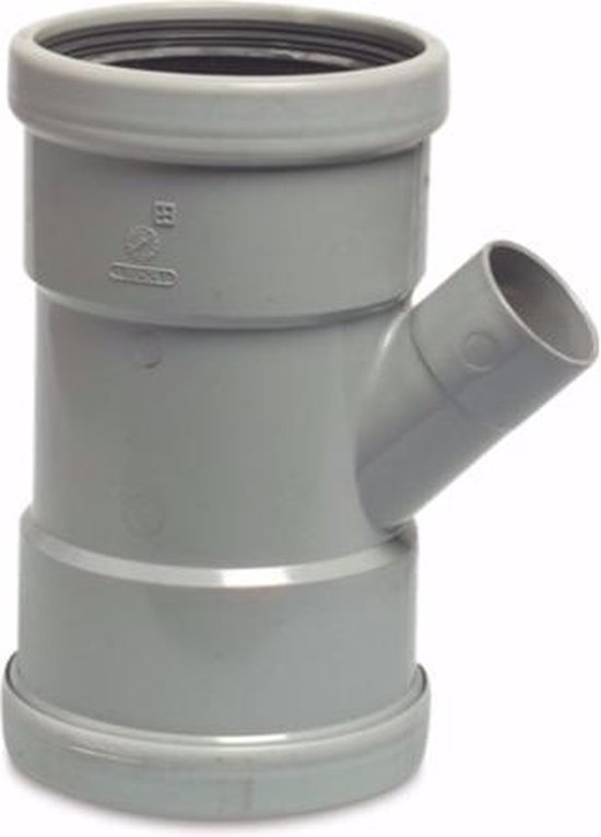 T-stuk 45° PVC-U 110 mm x 50 mm x 110 mm SN4 manchet x lijmmof x manchet grijs KOMO/BENOR