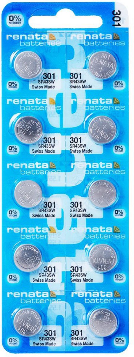 Renata 301 Horlogebatterijen (SR43SW) 10 stuks