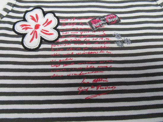 dirkje , meisje, t-shirt zonder mouw , streep grijst /wit , paradise rose , 5 jaar 110 - Dirkje